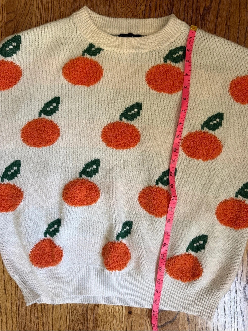Cider Oranges Sweater Cream Crewneck Womens Large - Picture 6 of 6